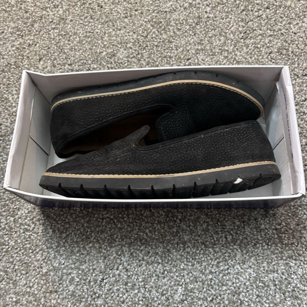 Womens 8.5 White Mountain Denny Slip On Loafers Black Comfort Casual Shoes